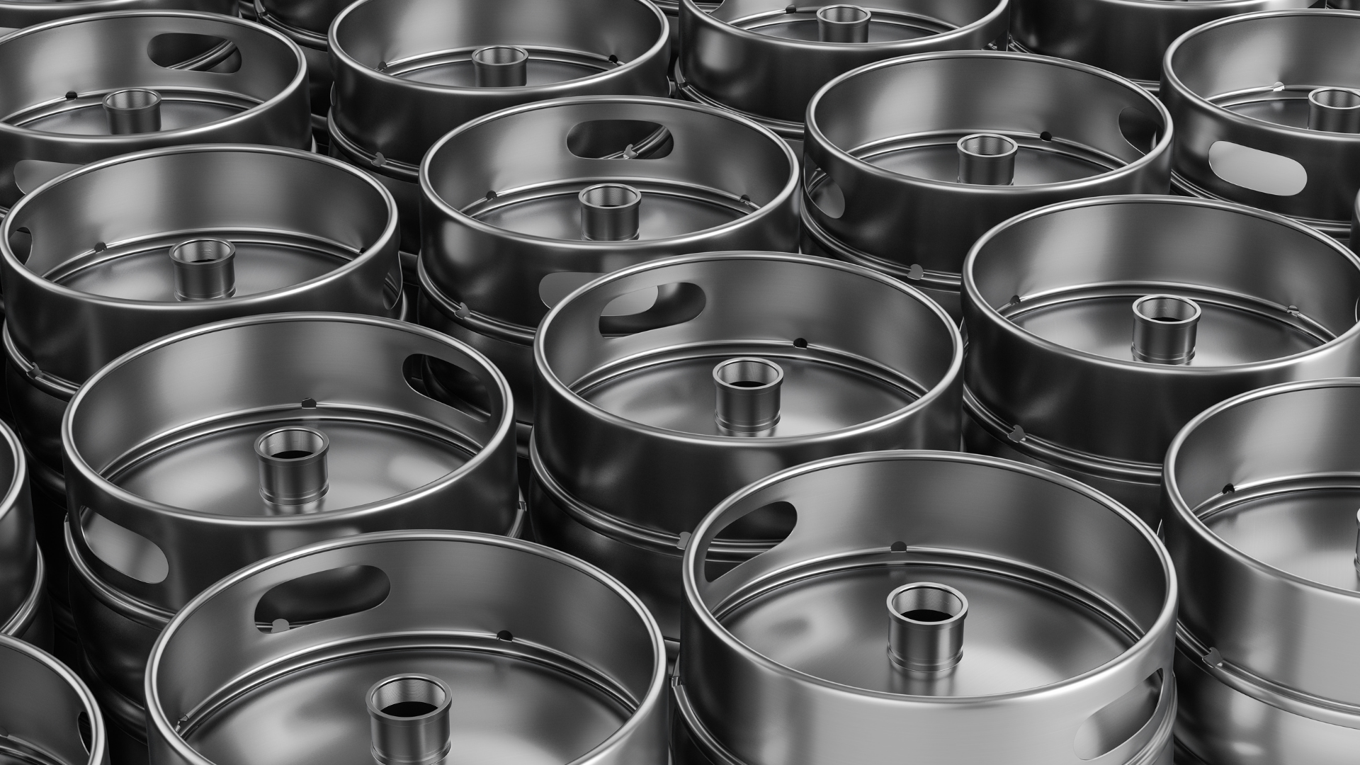 Draft beverage kegs in a cold room